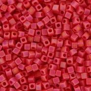 Miyuki square - cubes 1.8mm Beads - Opaque red matted ab SB18-407FR